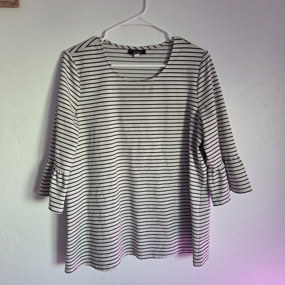 Alfani Black and White Striped Blouse